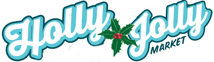 The official logo for the Holly Jolly Market on one line for the nav bar..
